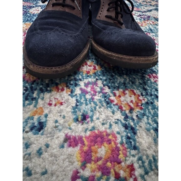 Salvatore Ferragamo Mens Blue Suede‎ Wing Tip Shoes Vibram  display picture 2